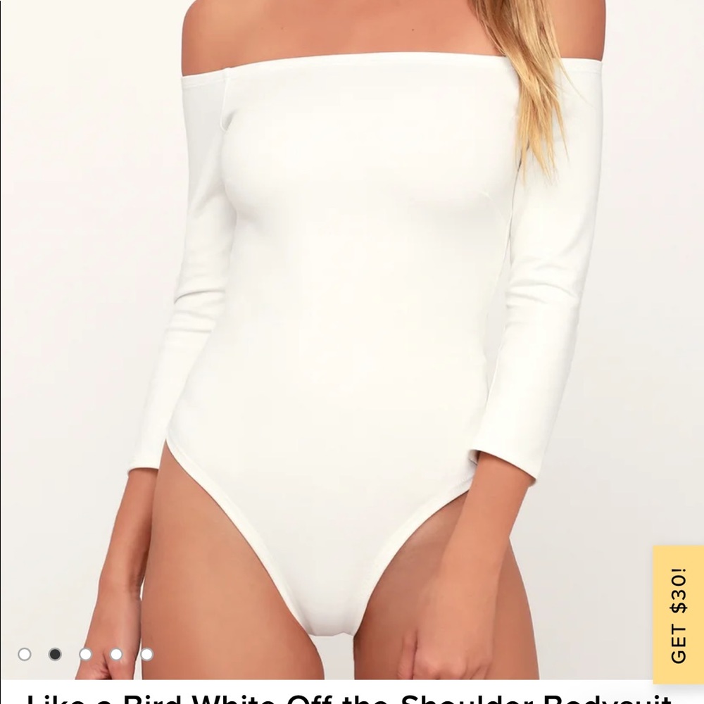 Lulus white off the shoulder bodysuit - Picture 2 of 11